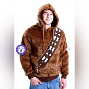 Disney Star Wars Chewbacca Brown Faux Fur zip Hoodie size XL BRAND NEW